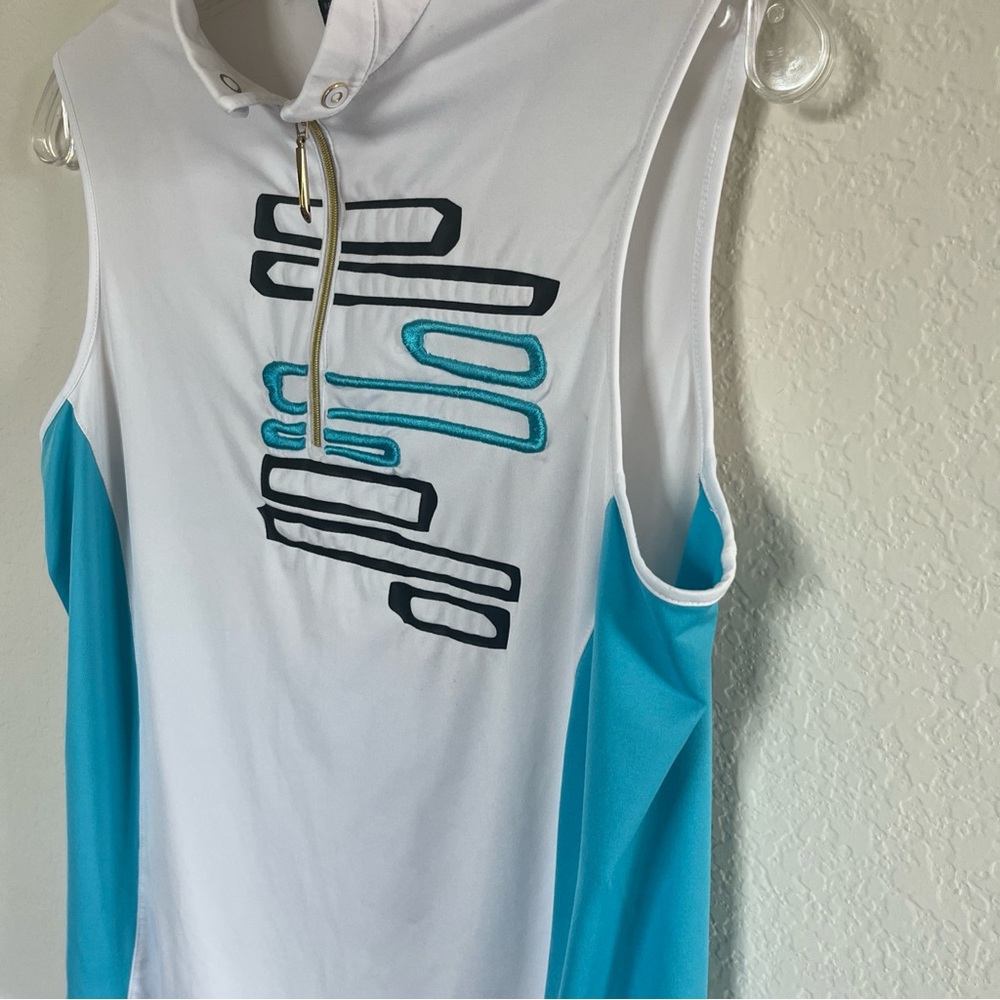Jamie Sadock White and Black Zip-Up Tennis Pickleball Top